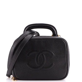 Chanel Vintage Timeless Zip Around Vanity Case Caviar Small