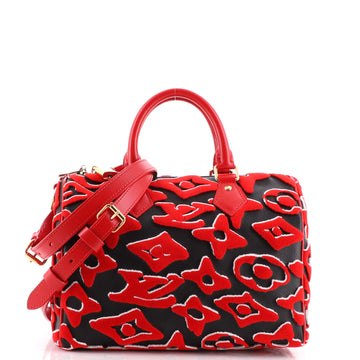 Louis Vuitton Speedy Bandouliere Bag Limited Edition Urs Fischer Tufted Monogram Canvas 25