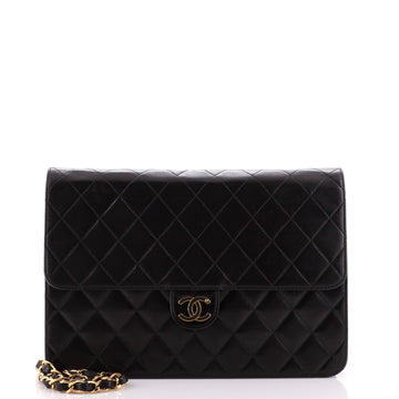 Chanel Vintage Clutch with Chain Quilted Leather Medium