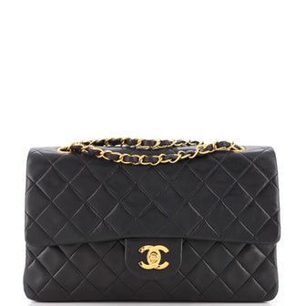 Chanel Vintage Classic Double Flap Bag Quilted Lambskin Medium