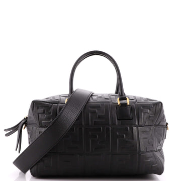 Fendi Boston Bag Zucca Embossed Leather Medium