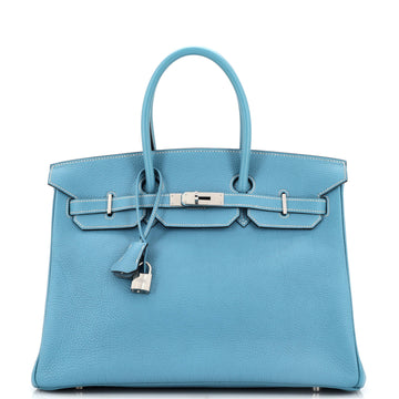 Hermes Birkin Handbag Blue Togo with Palladium Hardware 35