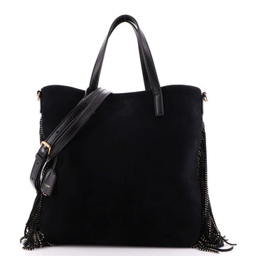 Saint Laurent Shopper Tote Suede with Studded Fringes Toy