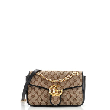 Gucci GG Marmont Flap Bag Diagonal Quilted GG Canvas Small