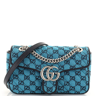 Gucci GG Marmont Flap Bag Diagonal Quilted GG Canvas Small