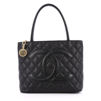 Chanel Medallion Tote Quilted Caviar Black