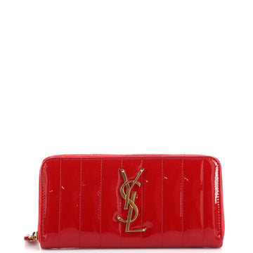 Saint Laurent Vicky Zip Wallet Vertical Quilted Patent Long