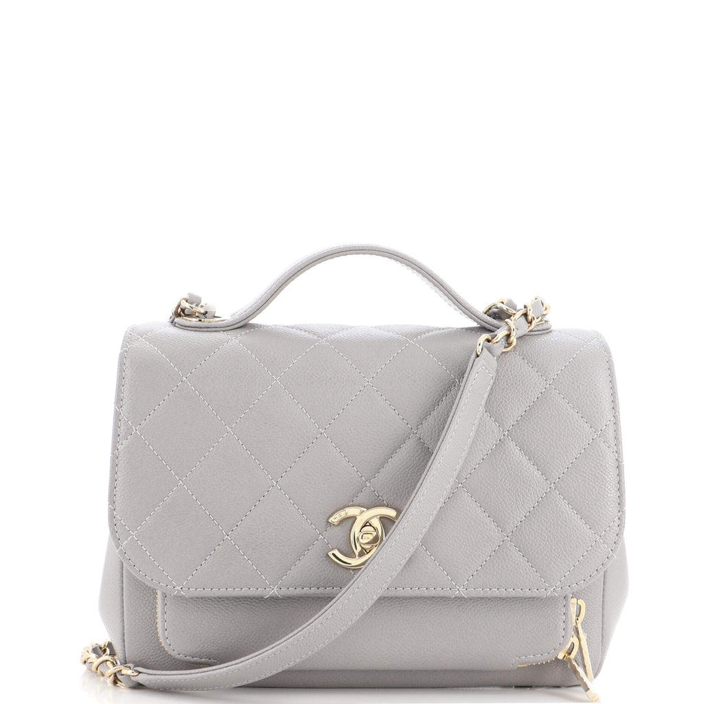 Chanel Business Affinity Flap Bag Quilted Caviar Small Gray 722791