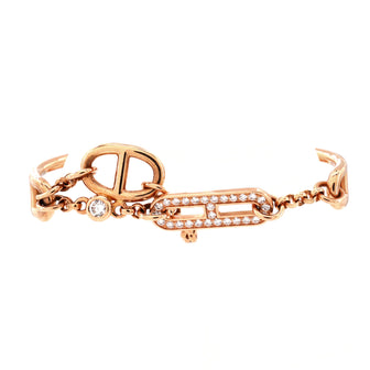 Hermes Chaine d'Ancre Chaos Double Ring 18K Rose Gold with Diamonds