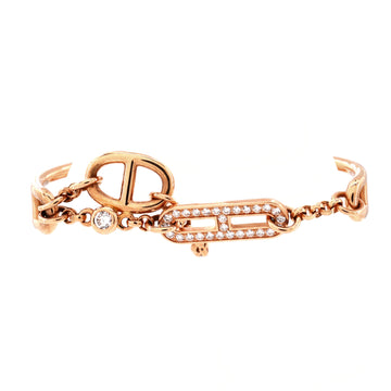 Hermes Chaine d'Ancre Chaos Double Ring 18K Rose Gold with Diamonds