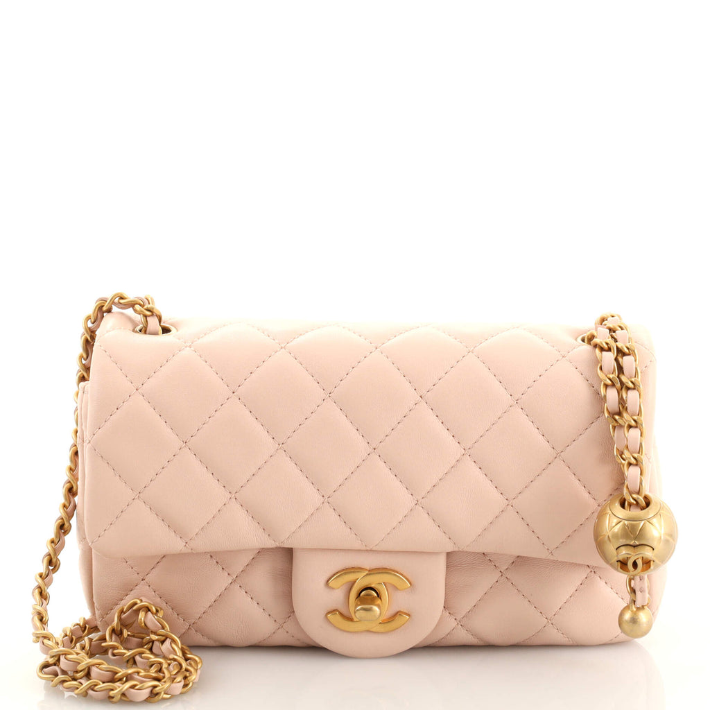 Chanel Pearl Crush Flap Bag Quilted Lambskin Mini Neutral 2001071
