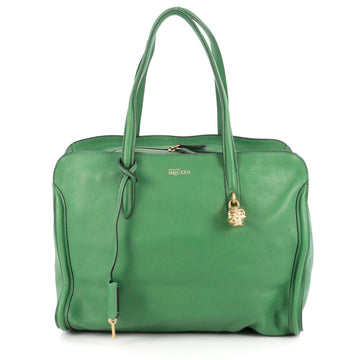 Alexander McQueen Padlock Zip Around Tote Leather Medium Green 2001102