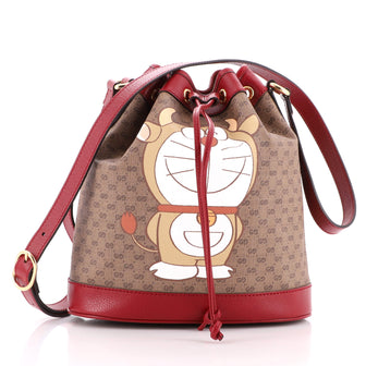 Gucci Doraemon Bucket Bag Printed Mini GG Coated Canvas Small