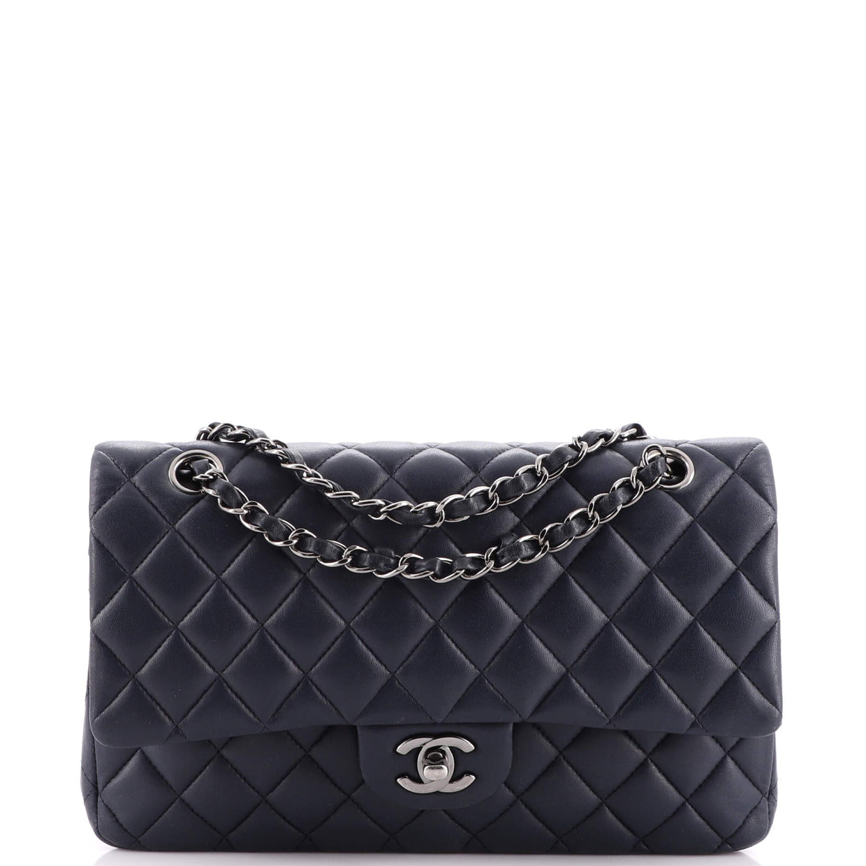 Chanel Classic Double Flap Bag Quilted Lambskin Medium Blue 2001481