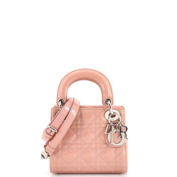 Christian Dior Lady Dior Bag Cannage Quilt Patent Mini