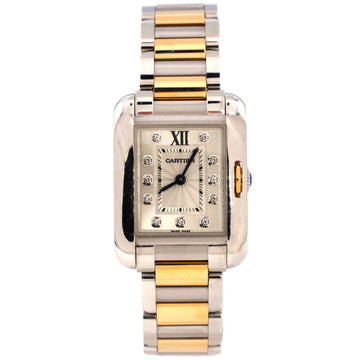 Cartier Tank Anglaise Quartz Watch Stainless Steel and Rose Gold with Diamond Markers 23
