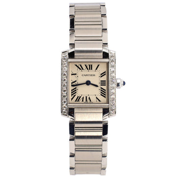 Cartier Tank Francaise Quartz Watch Stainless Steel with Diamond Bezel 20