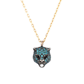 Gucci Le Marche Des Merveilles Pendant Necklace 18K Yellow Gold and Sterling Silver with Blue Topaz, Black Spinel and Pearl