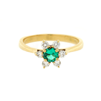 Tiffany & Co. Butter Cup Ring 18K Yellow Gold with Diamonds and Emerald