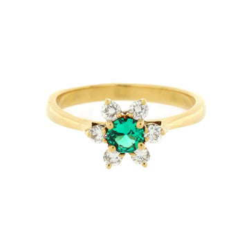 Tiffany & Co. Butter Cup Ring 18K Yellow Gold with Diamonds and Emerald