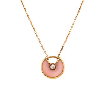 Cartier Amulette de Cartier Pendant Necklace 18K Rose Gold with Pink Opal and Diamond XS