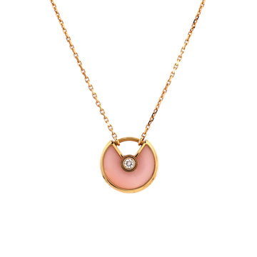 Cartier Amulette de Cartier Pendant Necklace 18K Rose Gold with Pink Opal and Diamond XS