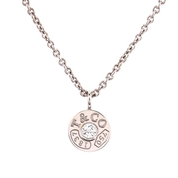 Tiffany & Co. 1837 Charm Pendant Necklace 18K White Gold and Diamond