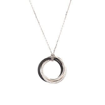 Cartier Trinity Pendant Necklace 18K White Gold with Diamonds and Ceramic Small