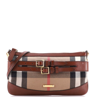 Burberry Bridle Peyton Crossbody Bag House Check Canvas