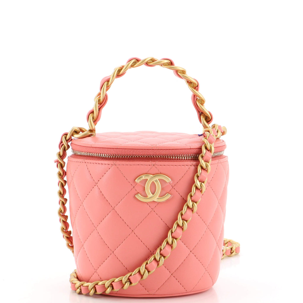 Chanel Afternoon Tea Bucket Bag Quilted Lambskin Pink 2001861