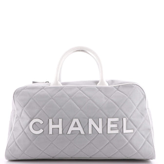 Chanel Vintage Logo Bowler Bag Quilted Canvas XL