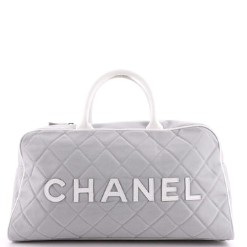 Chanel Vintage Logo Bowler Bag Quilted Canvas XL