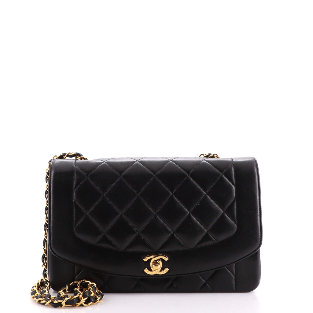 Chanel Vintage Diana Flap Bag Quilted Lambskin Medium Black 2001908