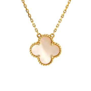 Van Cleef & Arpels Vintage Alhambra Pendant Necklace 18K Yellow Gold and Mother of Pearl