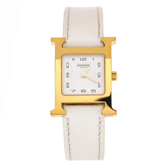 Hermes Heure H Quartz Watch Plated Metal and Leather 21