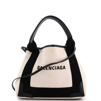 Balenciaga Navy Cabas Canvas and Leather XS