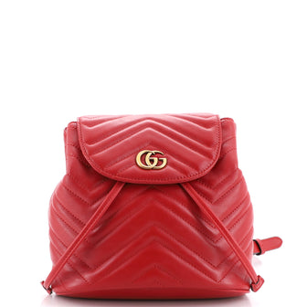 Gucci GG Marmont Drawstring Backpack Matelasse Leather Mini