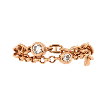 Hermes Chaine d'Ancre Chaos Ring 18K Rose Gold with Diamonds Small