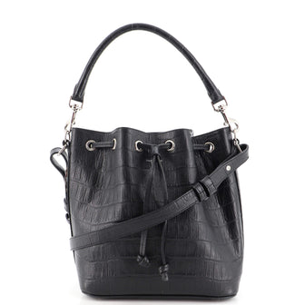 Saint Laurent Emmanuelle Bucket Bag Crocodile Embossed Leather Medium