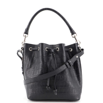 Saint Laurent Emmanuelle Bucket Bag Crocodile Embossed Leather Medium