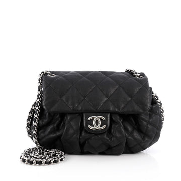 Chanel Chain Around Flap Bag Quilted Leather Medium Black