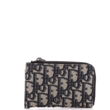 Christian Dior Half Zip Card Holder Oblique Canvas