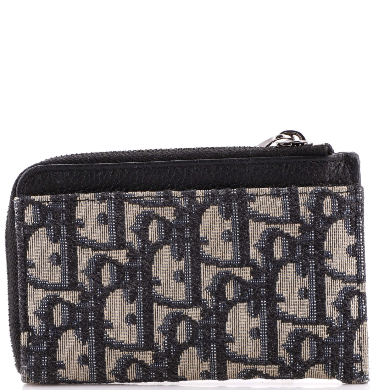 Christian Dior Half Zip Card Holder Oblique Canvas Blue 2002561