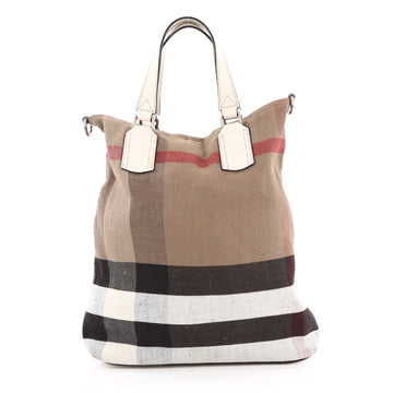 Burberry Tottenham Tote House Check Canvas Medium Brown 2002801
