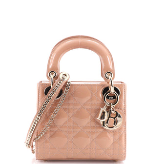 Christian Dior Lady Dior Chain Bag Cannage Quilt Patent Mini