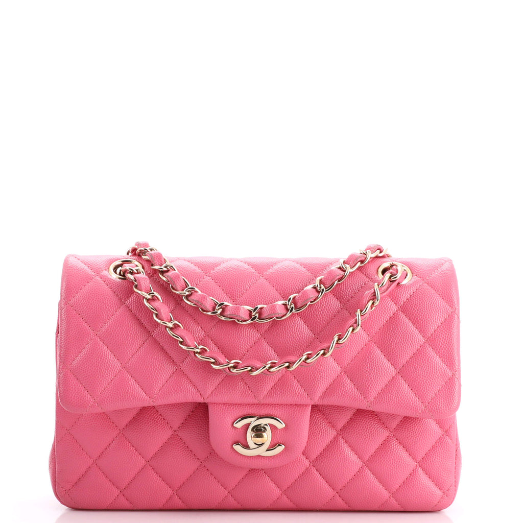 Chanel Classic Double Flap Bag Quilted Caviar Medium Pink 2003141