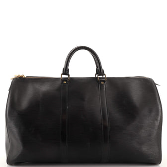 Handbag Louis Vuitton Keepall 50 Black Epi Leather 123020040