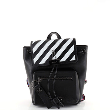 Off White Binder Flap Backpack Printed Leather Small