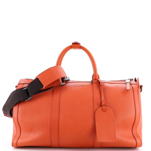 Burberry Boston Holdall Duffle Bag Leather Medium Orange 2003612