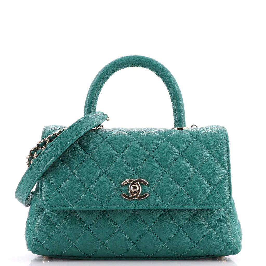 Chanel Coco Handle Green Caviar GHW - Designer WishBags